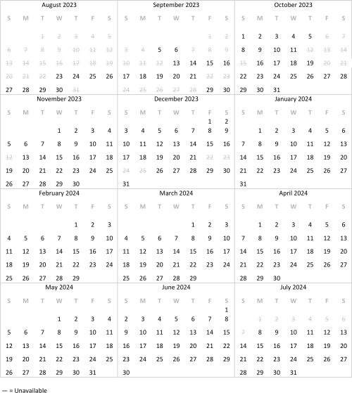 4 Seasons Of Fun availability calendar